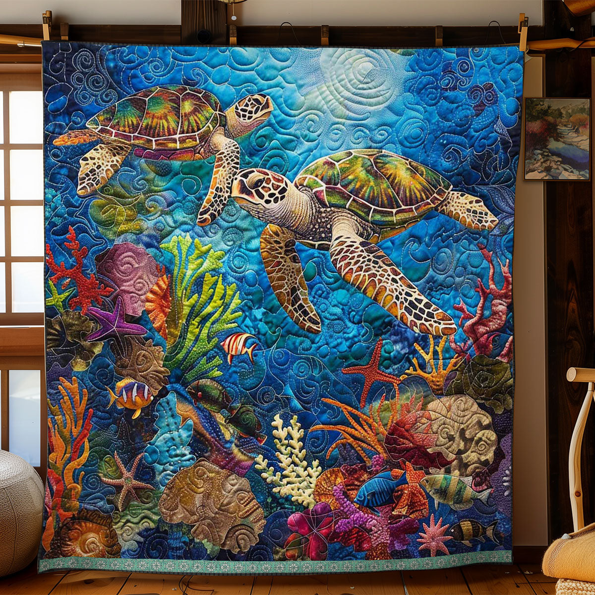 Sea Turtle WJ1909015CL Quilt Blanket