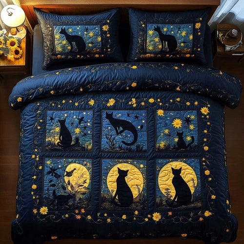 Moonlit Cat WN1302001CL Quilted Bedding Set