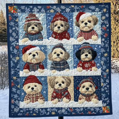 Cute Shih Tzus Wearing Ugly Sweater XR0210013CL Quilt Blanket