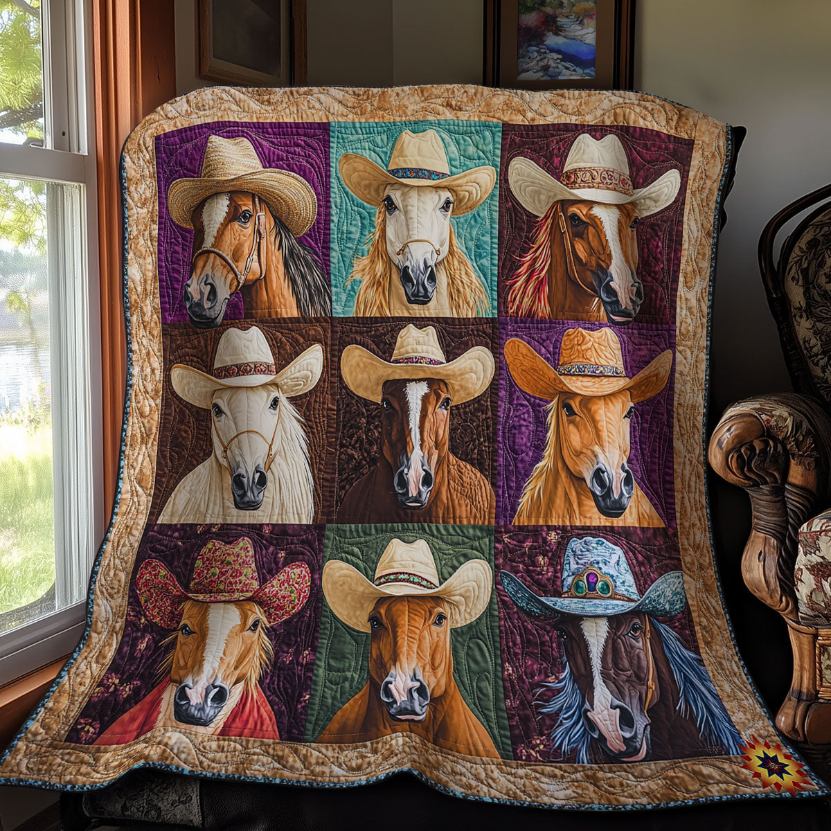 Cowboy Hat Horse WY0611023CL Quilt Blanket