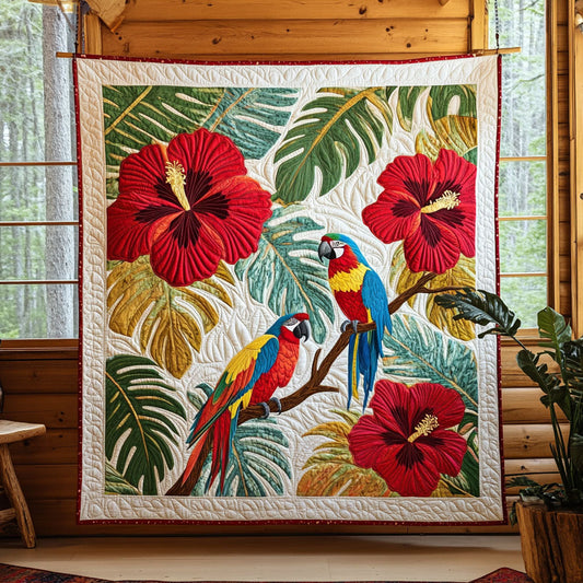 Hibiscus Parrot CW2808031CL Quilt Blanket