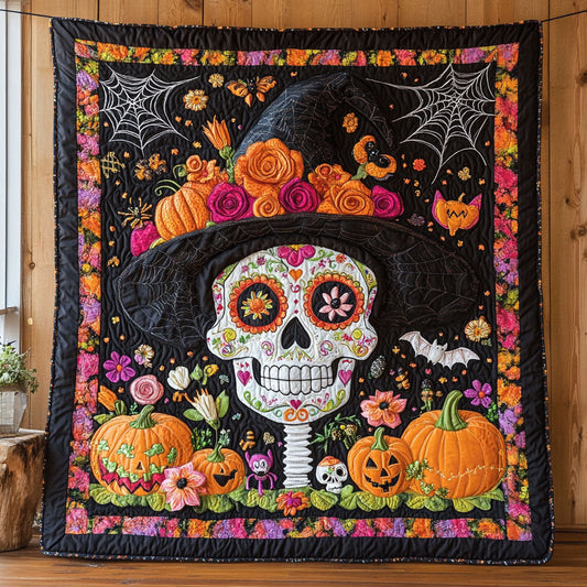 Enchanted Pumpkin Calavera CW1507012CL Quilt Blanket