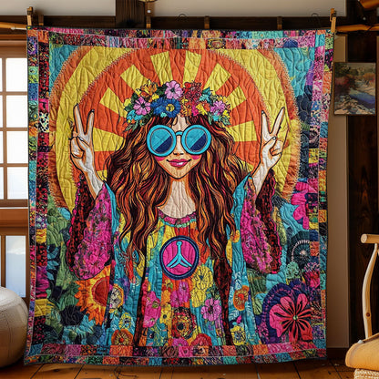 Boho Vibes Hippie Girl WN1102040CL Quilt Blanket