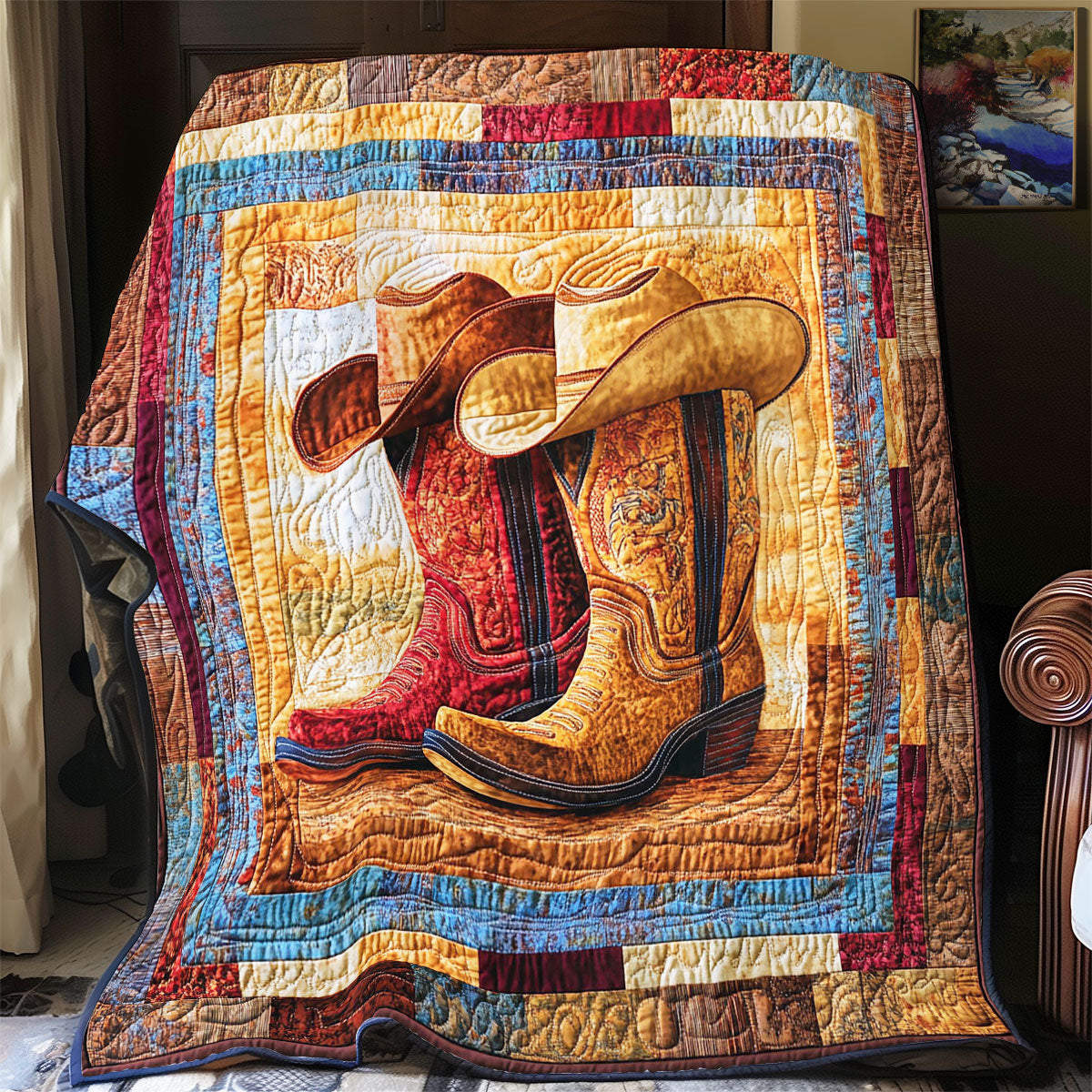 Boots And Hat Cowboy WY1502015CL Quilt Blanket