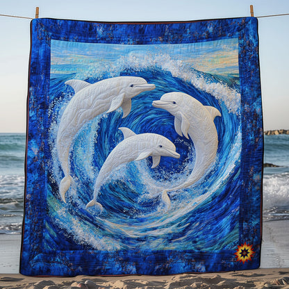 Wave Dolphin WY1411013CL Quilt Blanket