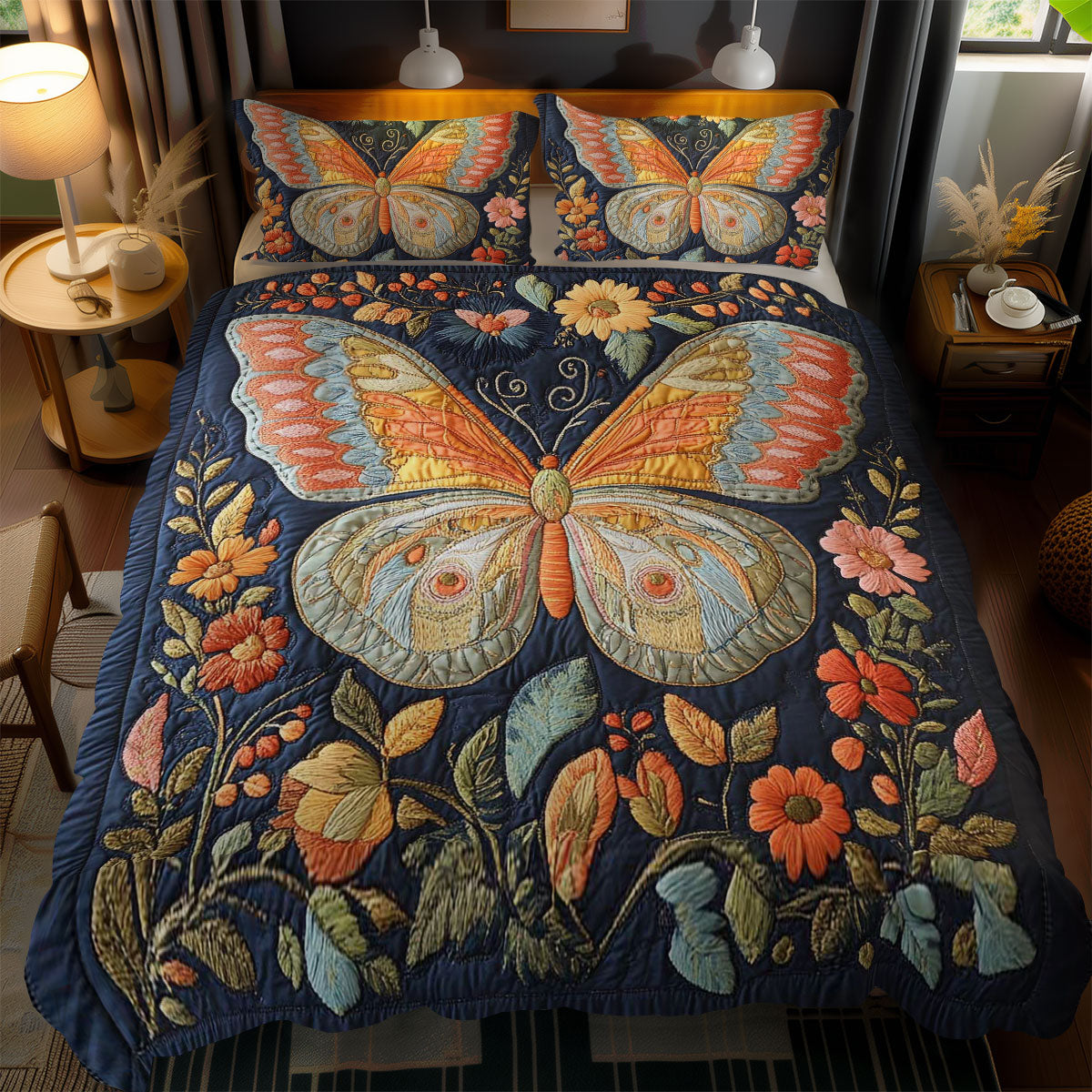 Butterfly Haven WN1002051CL Quilted Bedding Set