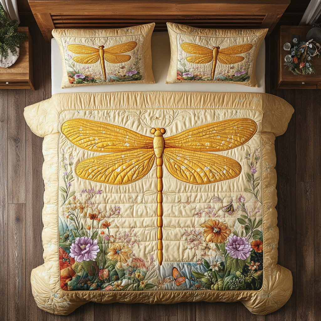 Golden Dragonfly XR1902010CL Quilted Bedding Set