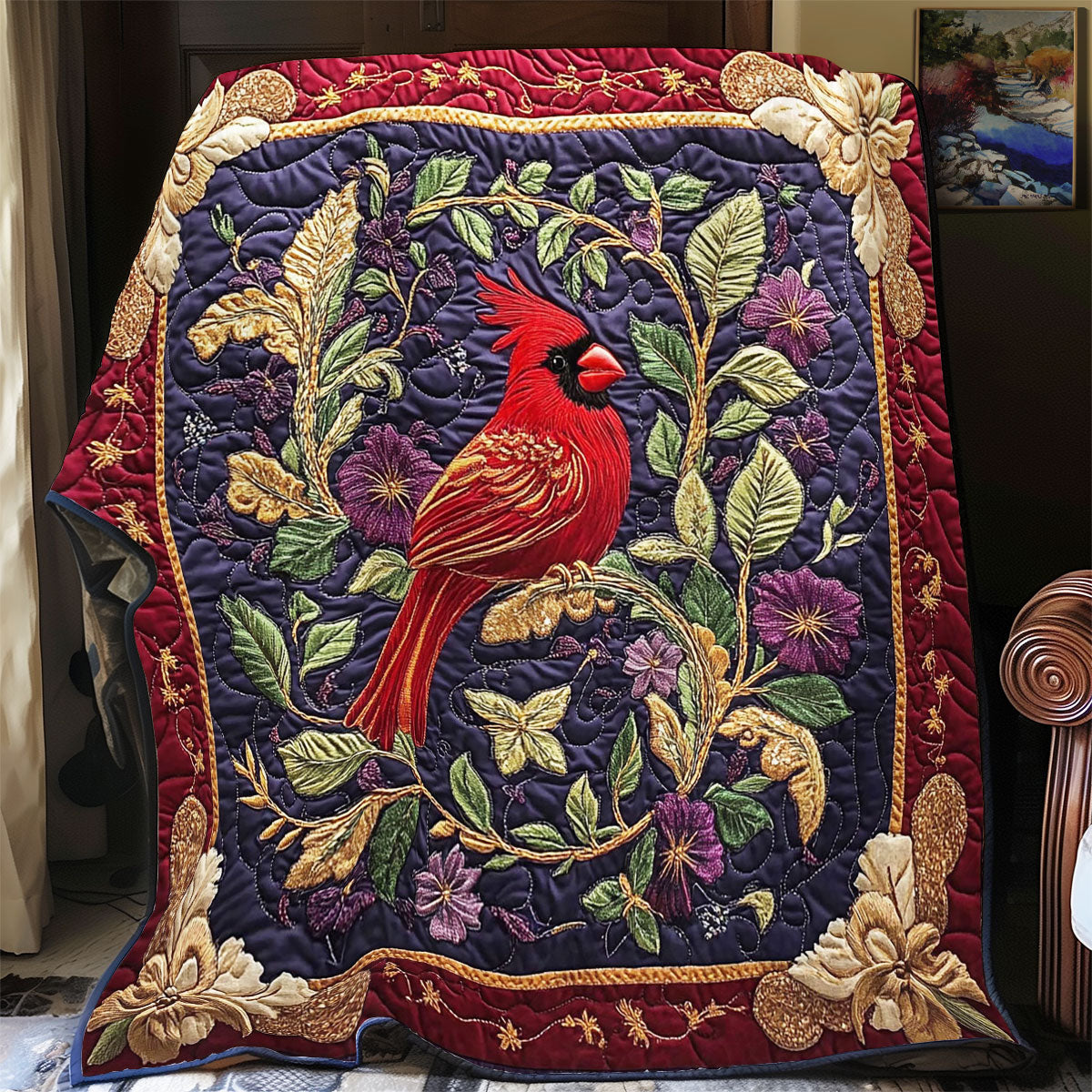 Beautiful Cardinal WY0801003CL Quilt Blanket