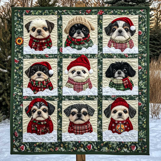 Shih Tzu Cozy Christmas WN0710036CL Quilt Blanket