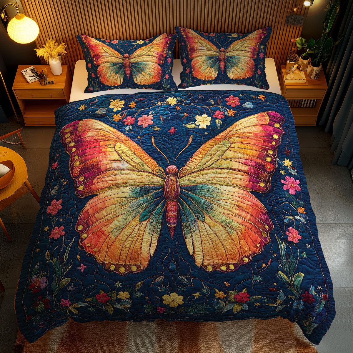 Blooming Butterfly WN1002047CL Quilted Bedding Set