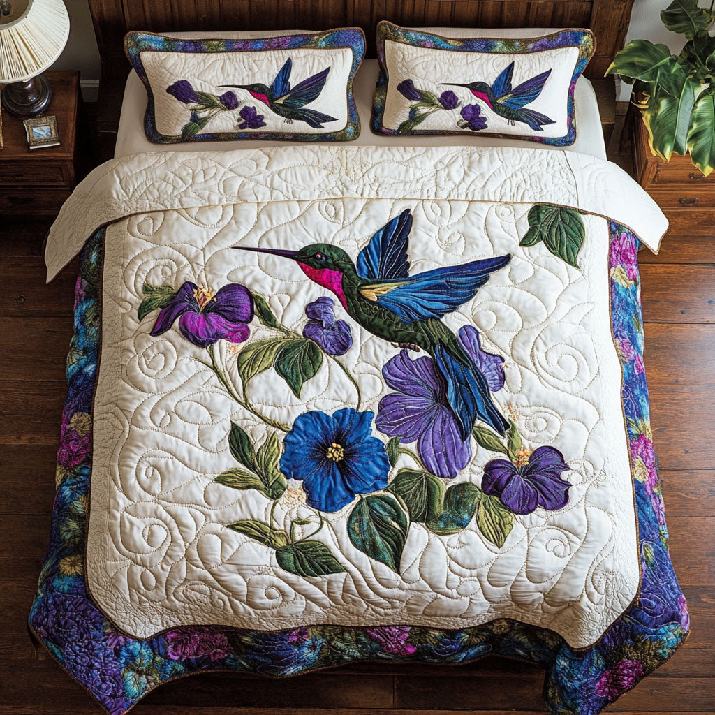 Hummingbird And Flower WY1302096CL Quilted Bedding Set