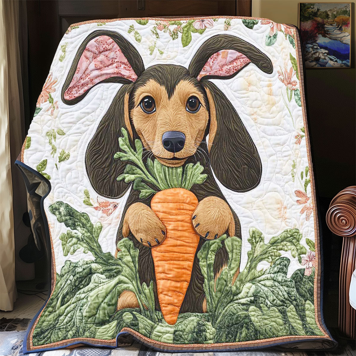 Dachshund Rabbit Costume WP0701006CL Quilt Blanket