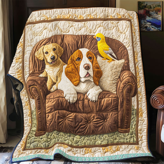 Cozy Basset Hound WX2512011CL Quilt Blanket