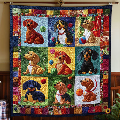 Dachshund Play Ball WY2012042CL Quilt Blanket