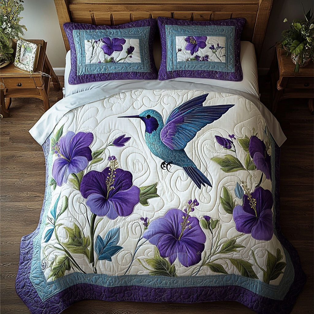 Hibicus And Hummingbird WY1302094CL Quilted Bedding Set