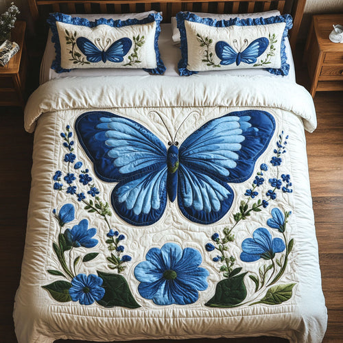 Blue Butterfly WX1302410CL Quilted Bedding Set
