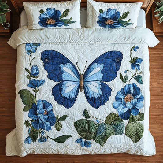 Blue Butterfly WX1302418CL Quilted Bedding Set