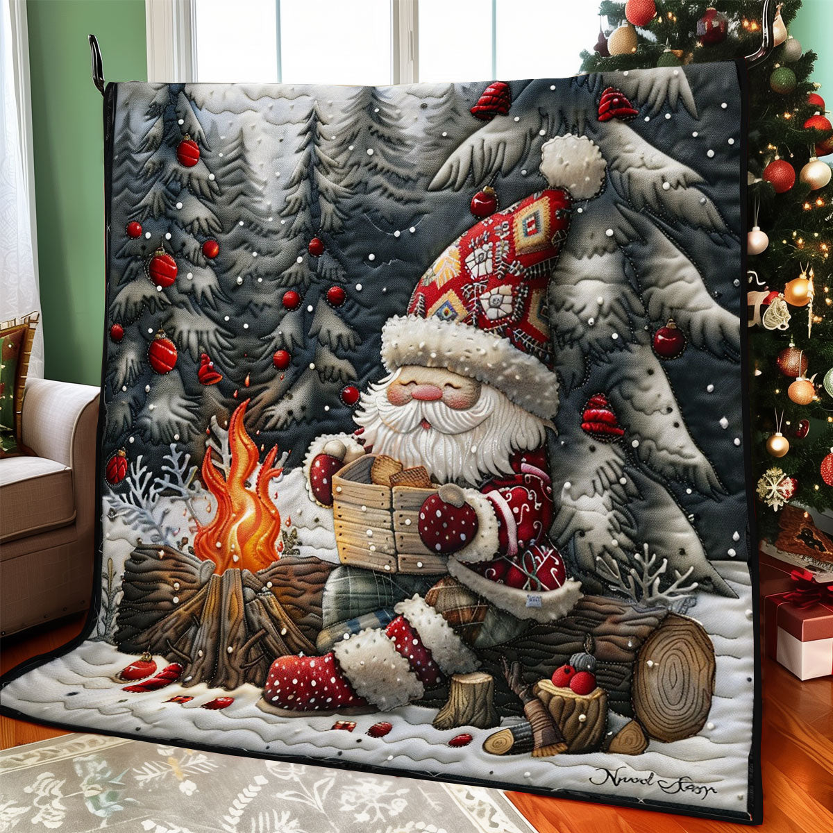 Gnomes By The Fire WO2908032CL Quilt Blanket