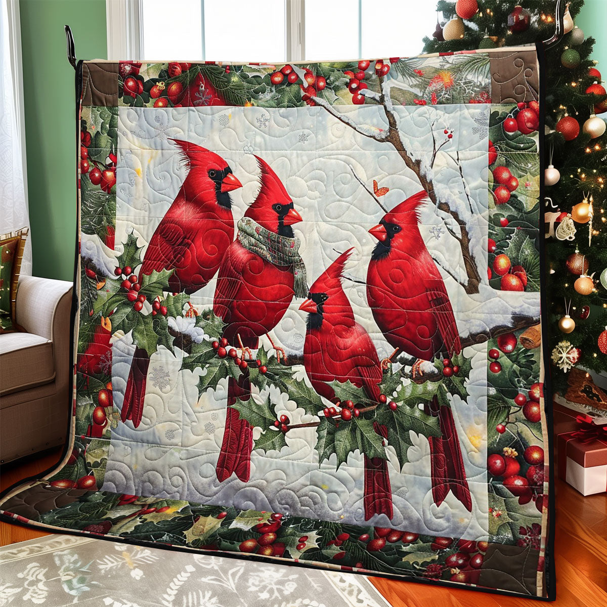 Red Cardinals In The Snow WO2308001CL Quilt Blanket