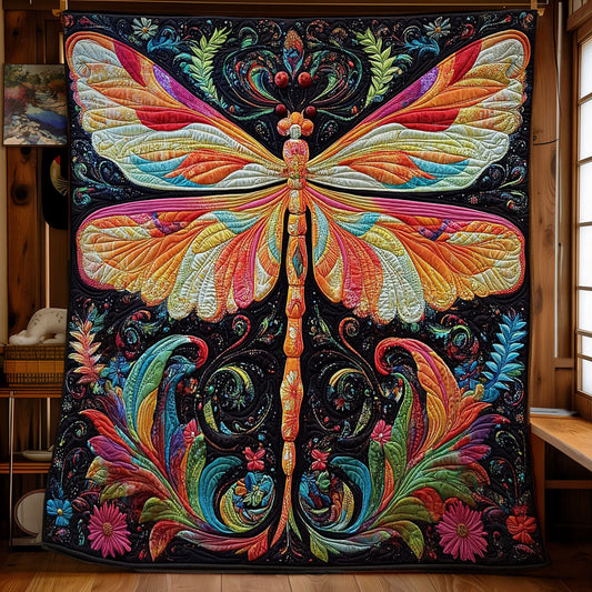 Colorful Dragonfly Portrait WY1001121CL Quilt Blanket