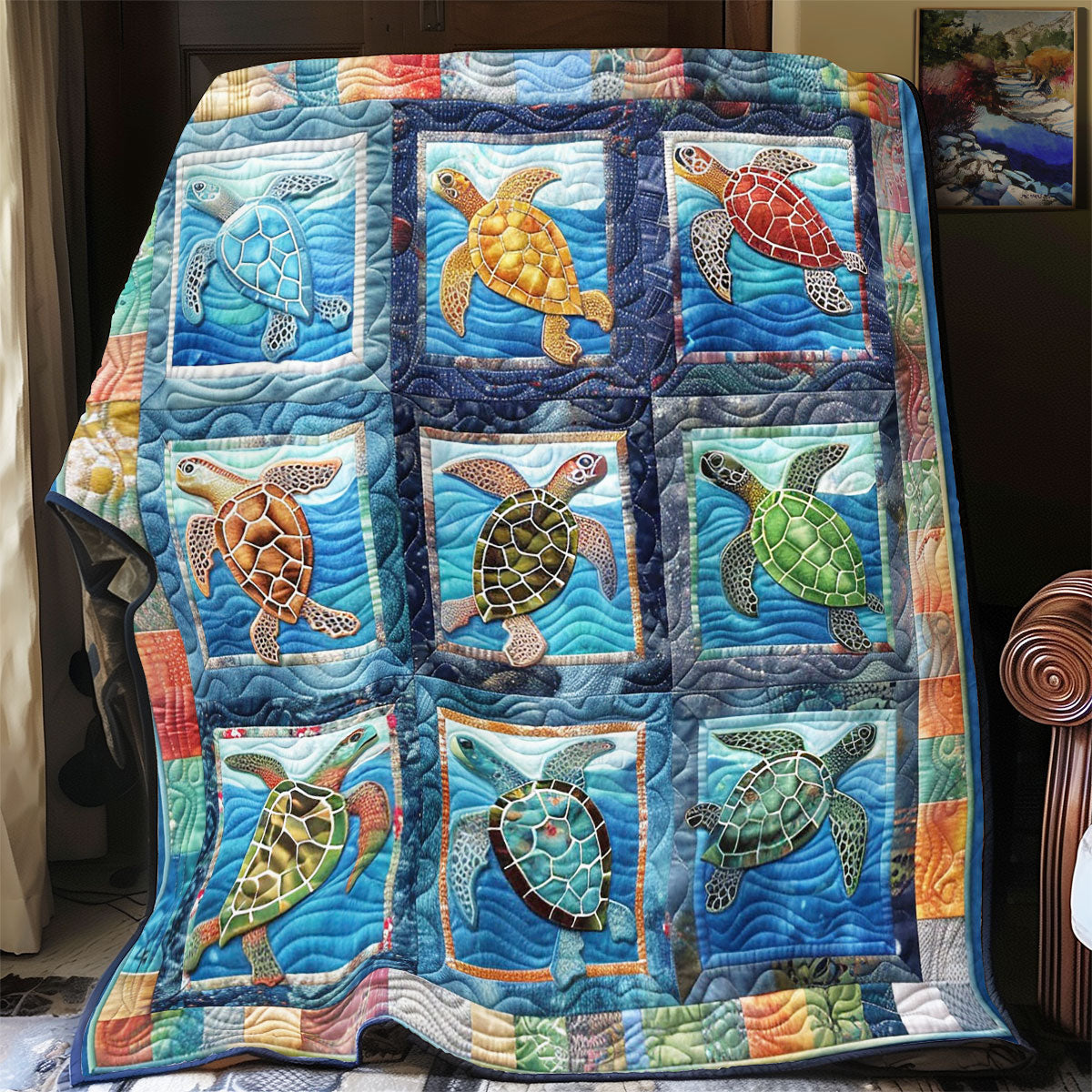 Colorful Turtle WY1001125CL Quilt Blanket