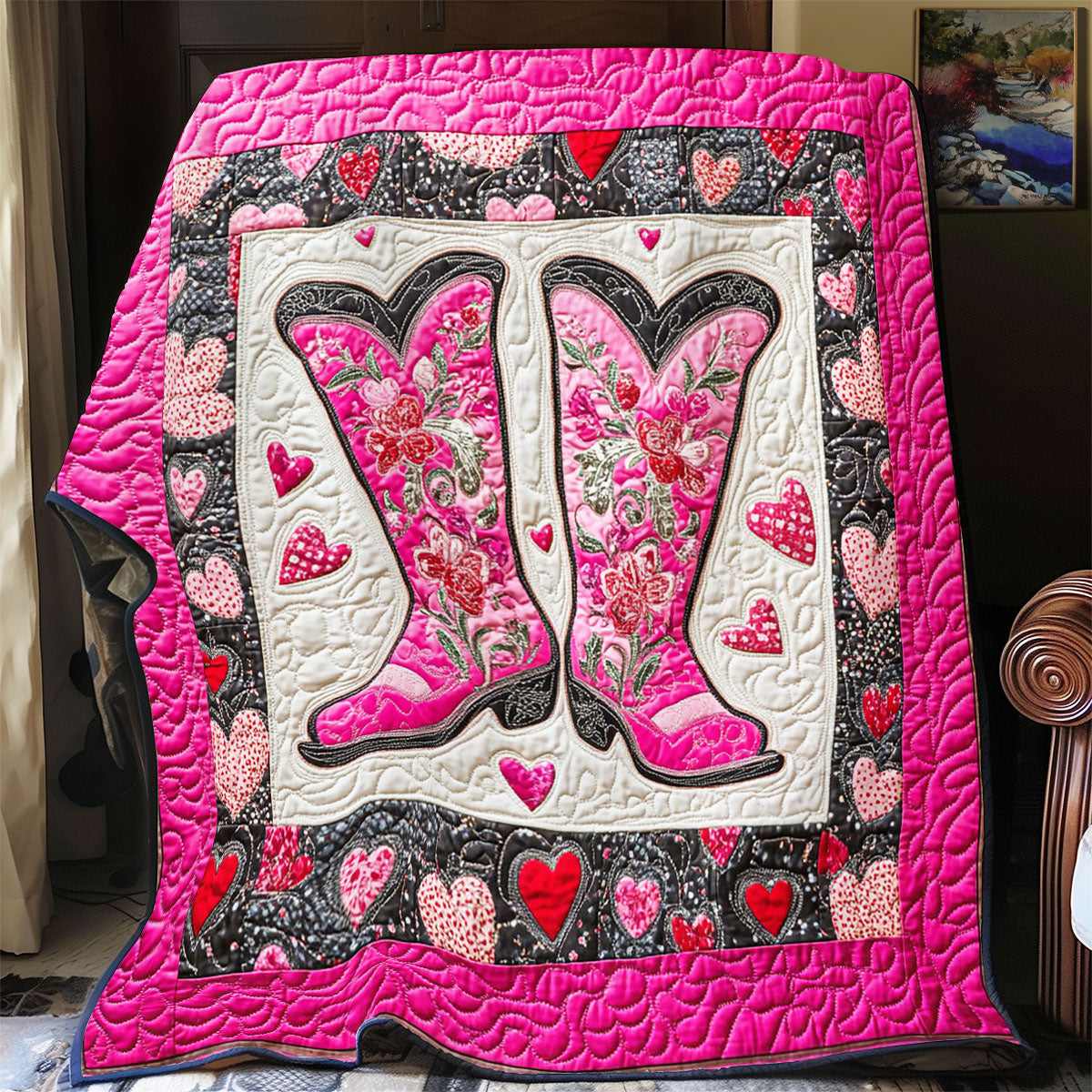Cowboy Boots Heart WY1001128CL Quilt Blanket