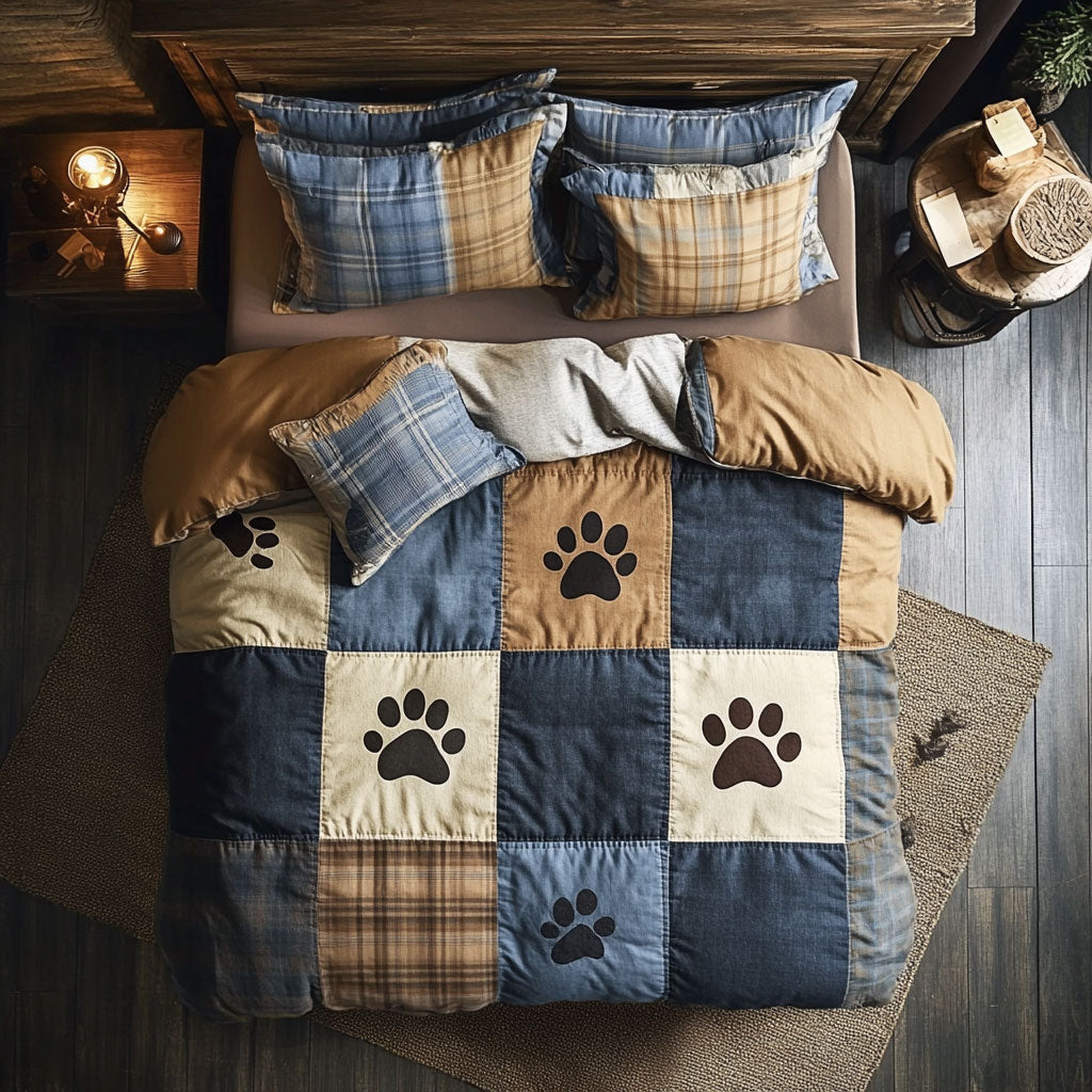 Dog Footprint Patchwork WX1302445CL Quilted Bedding Set