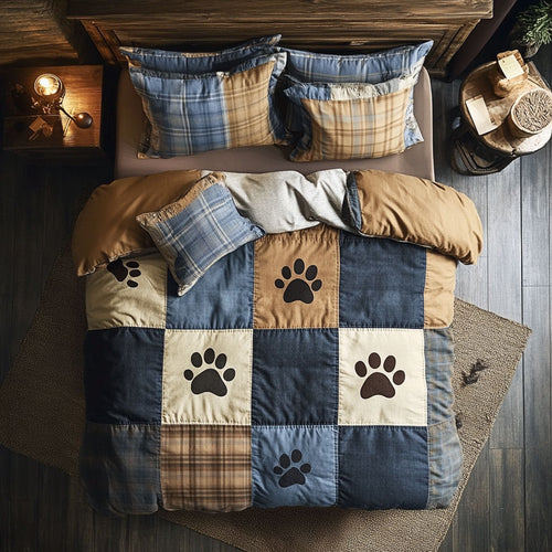 Dog Footprint Patchwork WX1302445CL Quilted Bedding Set