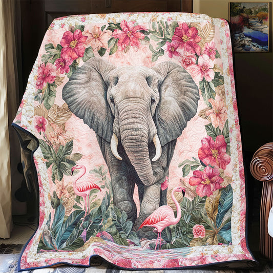 Elephant And Flamingo WY1001148CL Quilt Blanket
