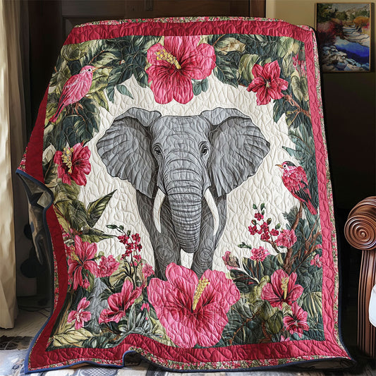 Elephant And Hibiscus WY1001149CL Quilt Blanket