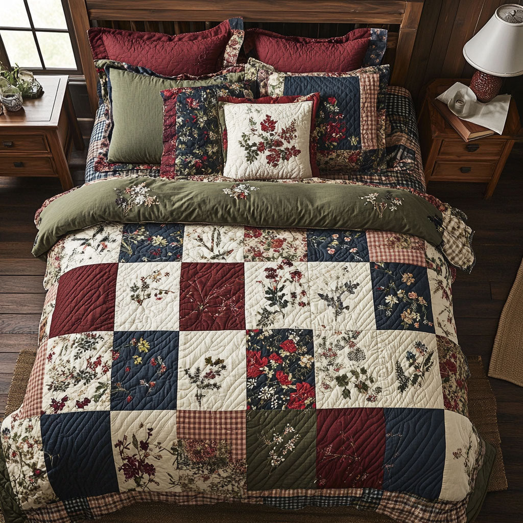 Floral Patchwork WX1002028CL Quilted Bedding Set