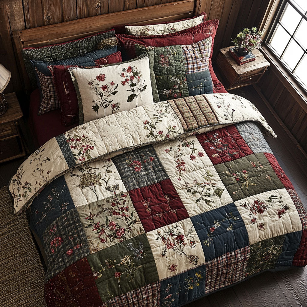 Floral Patchwork WX1002030CL Quilted Bedding Set