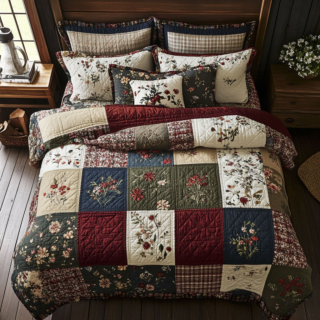 Floral Patchwork WX1002031CL Quilted Bedding Set