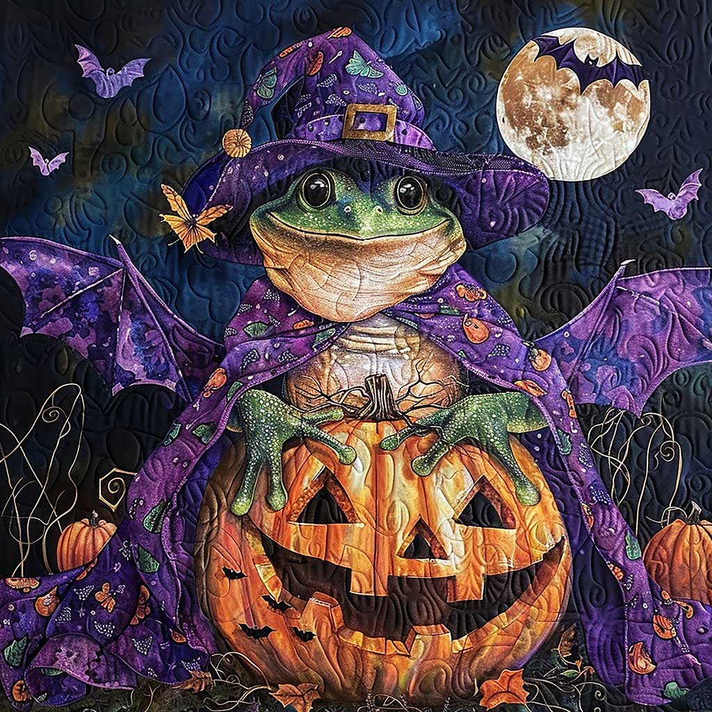 Frog Witch Halloween WM1008088CL Quilt Blanket