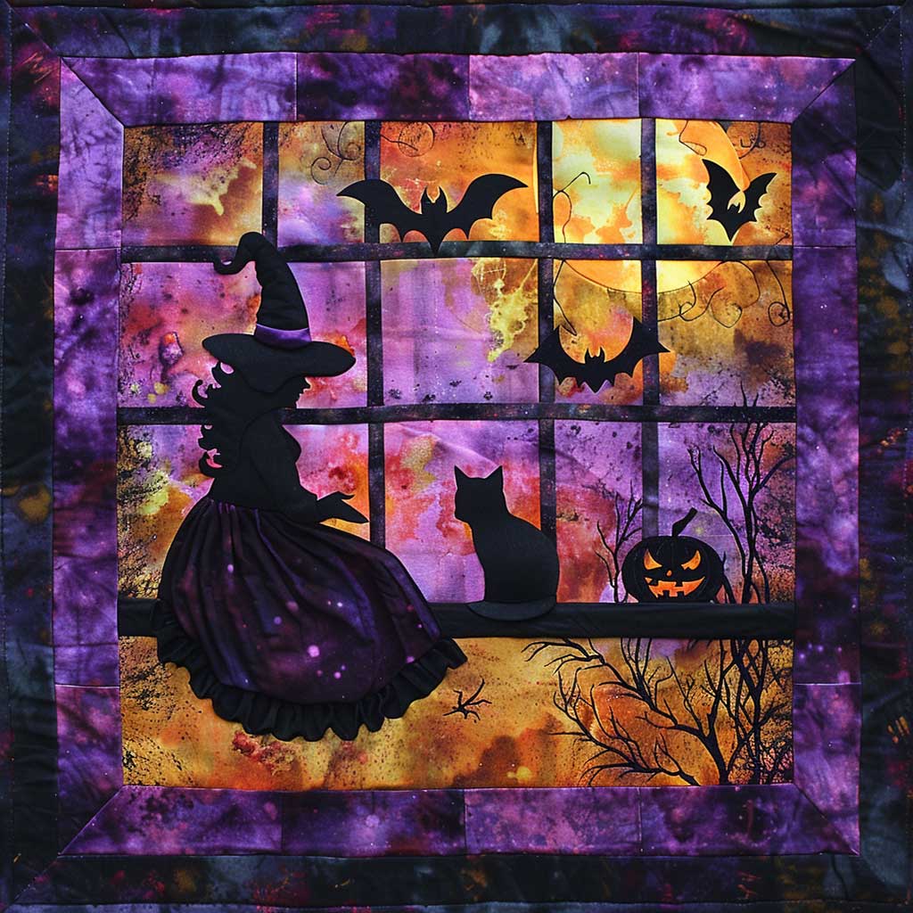 Halloween Witch And Cat WJ0908003CL Quilt Blanket