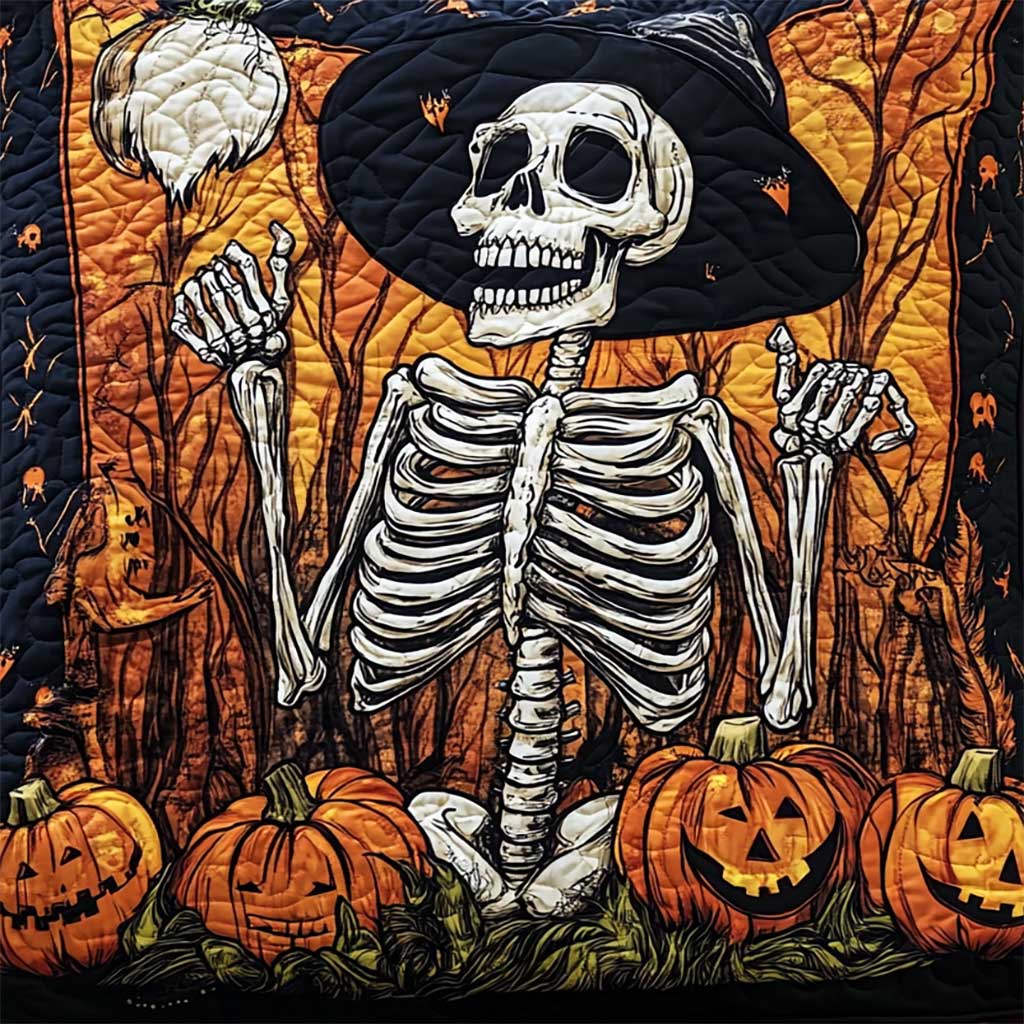 Halloween Witch Skeleton WJ0608018CL Quilt Blanket