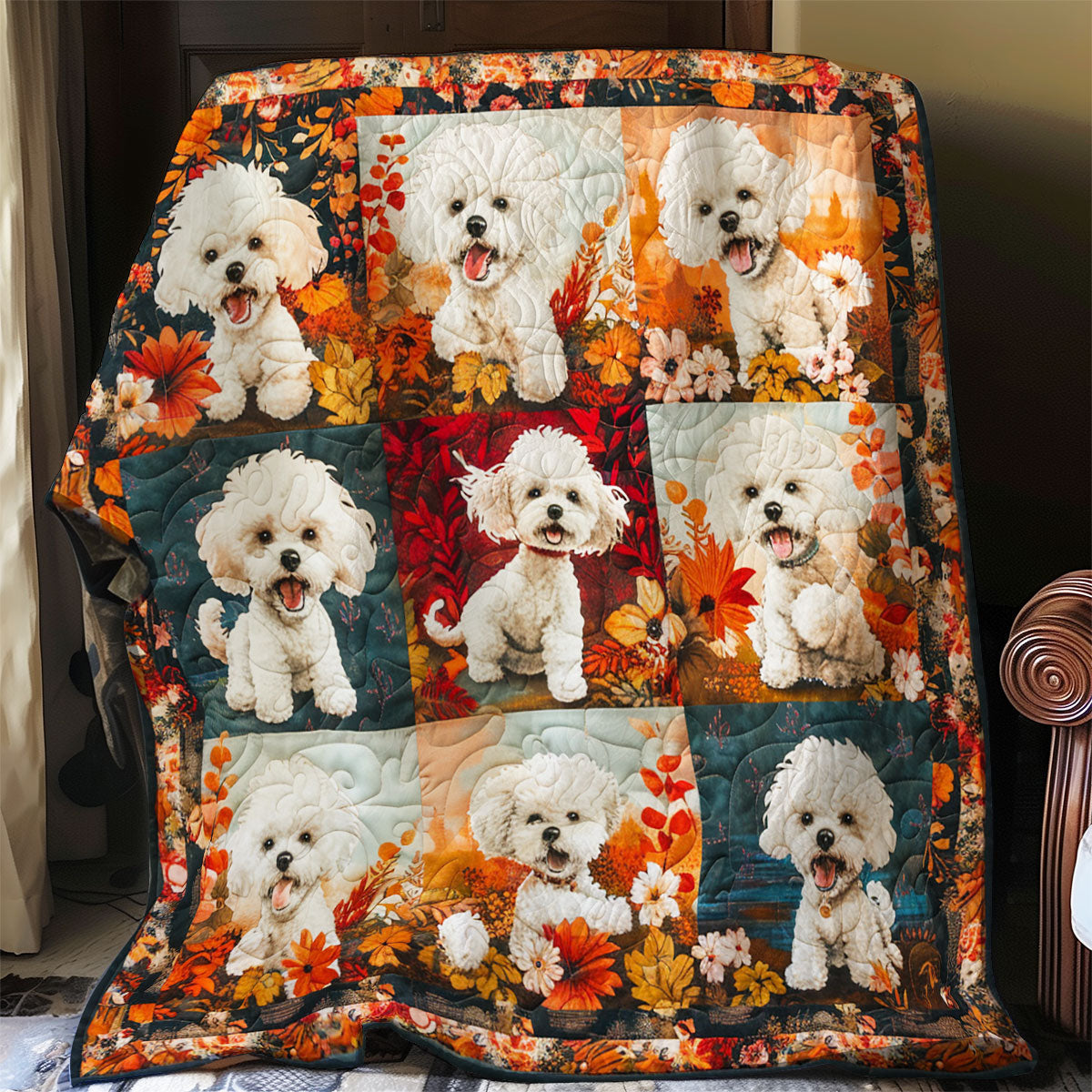 Poodle In The Garden WO16080014CL Quilt Blanket