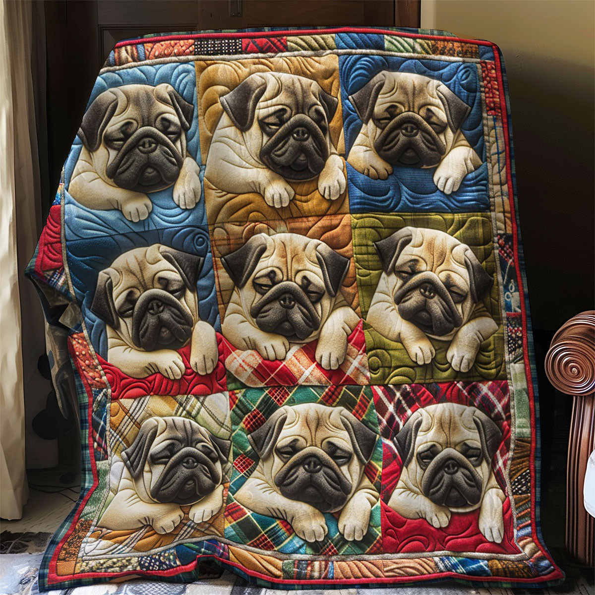 Pug Dogs WO2908042CL Quilt Blanket