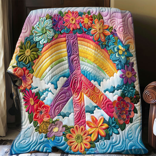 Rainbow And Peace Symbol WO2208038CL Quilt Blanket
