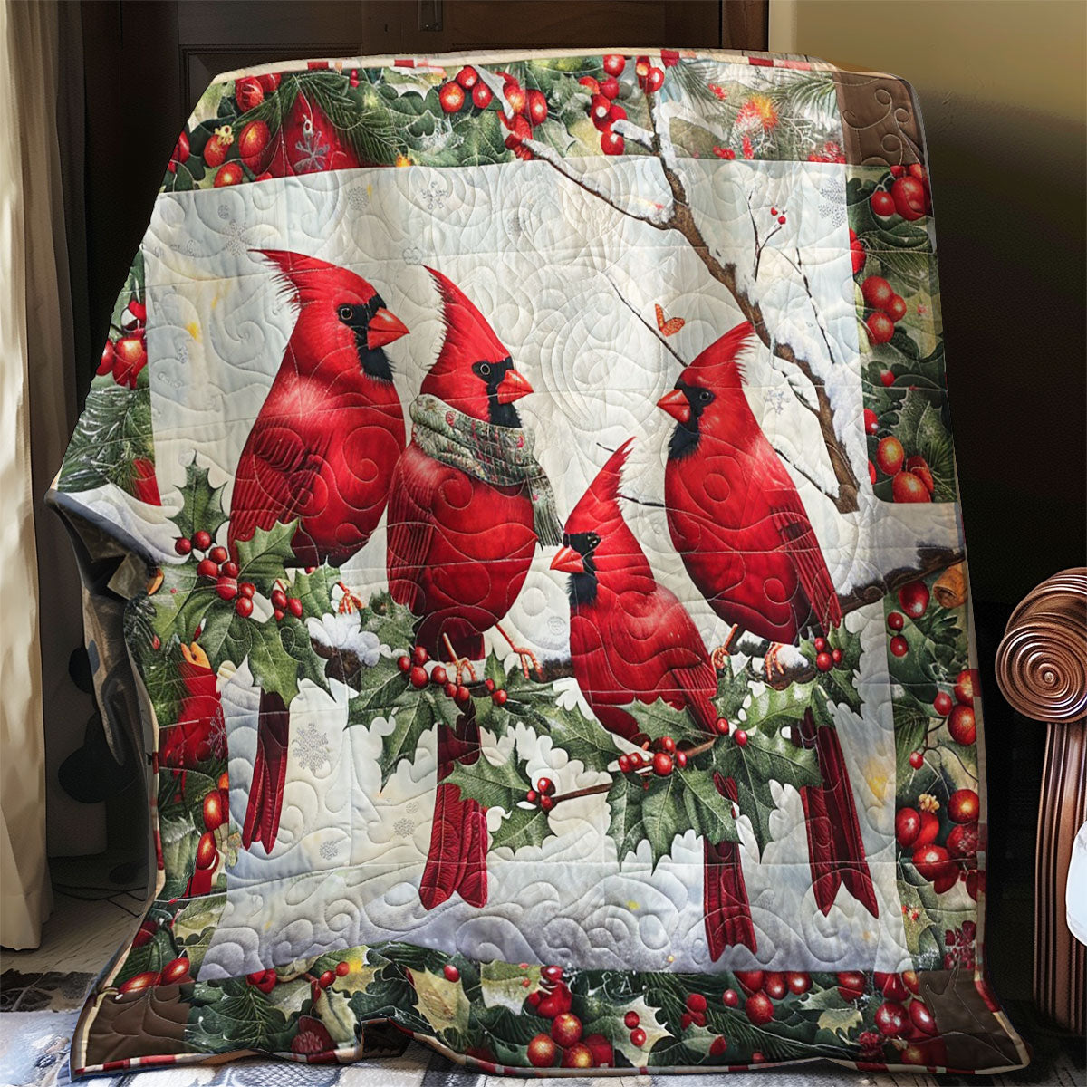 Red Cardinals In The Snow WO2308001CL Quilt Blanket