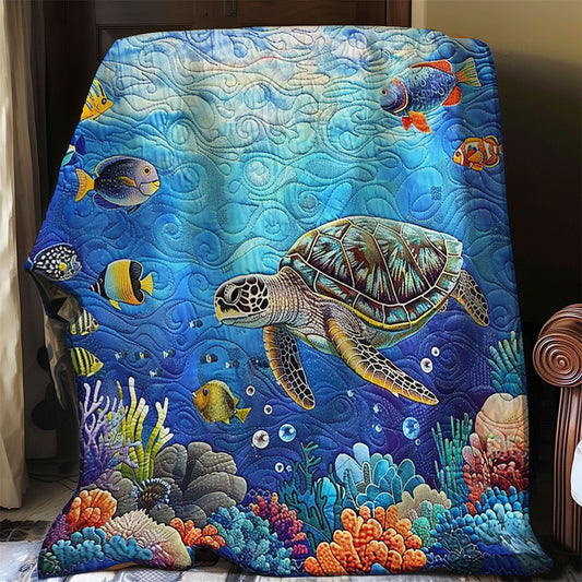 Sea Turtle And Habitat WO1508045CL Quilt Blanket