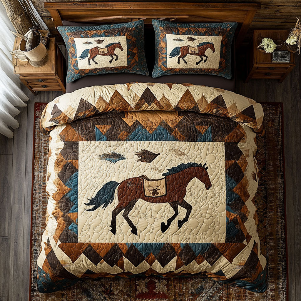 Horse Native American WX1002032CL Quilted Bedding Set