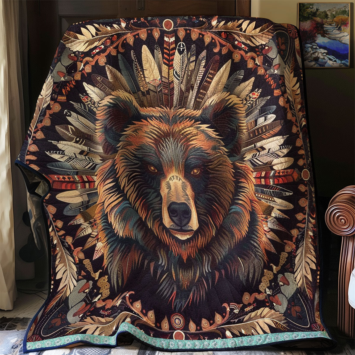 Bear Native American WN0909049CL Quilt Blanket