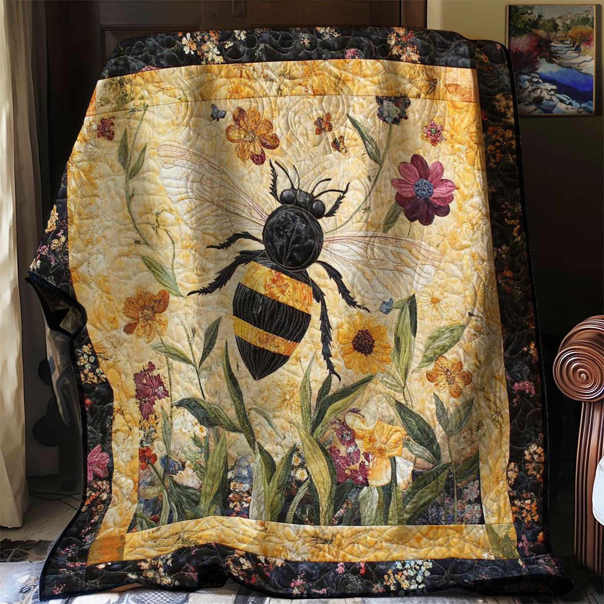 Bees And Flowers WN3107029CL Quilt Blanket
