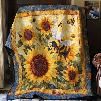 Bees And Sunflowers WN0208004CL Quilt Blanket