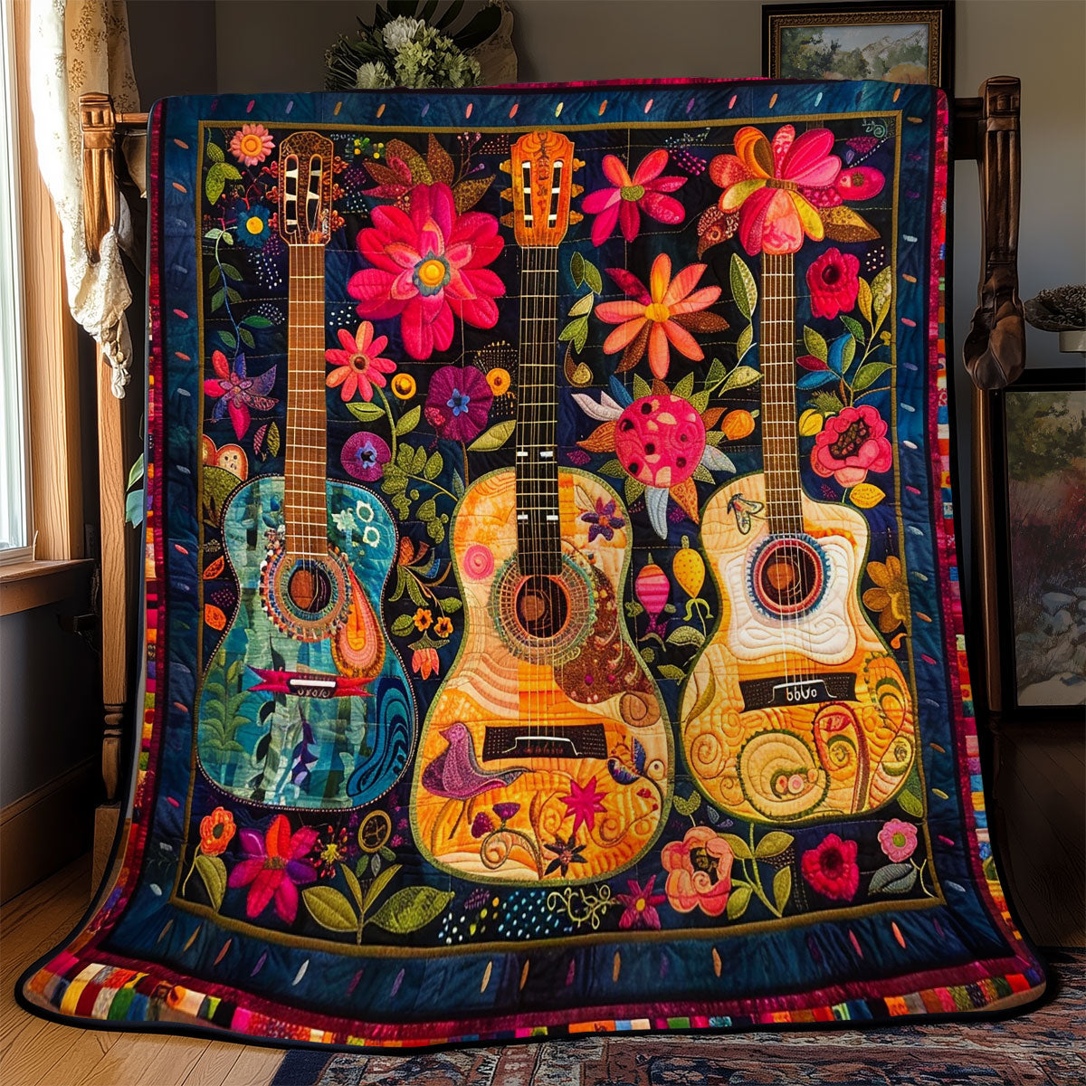 Bohemian Guitar Breeze WN2208134CL Quilt Blanket