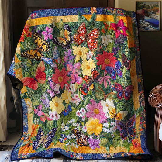 Butterflies And Flowers WN0508026CL Quilt Blanket
