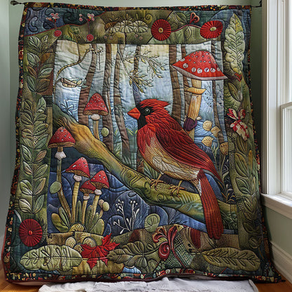 Cardinal And Mushroom WM2907001CL Quilt Blanket