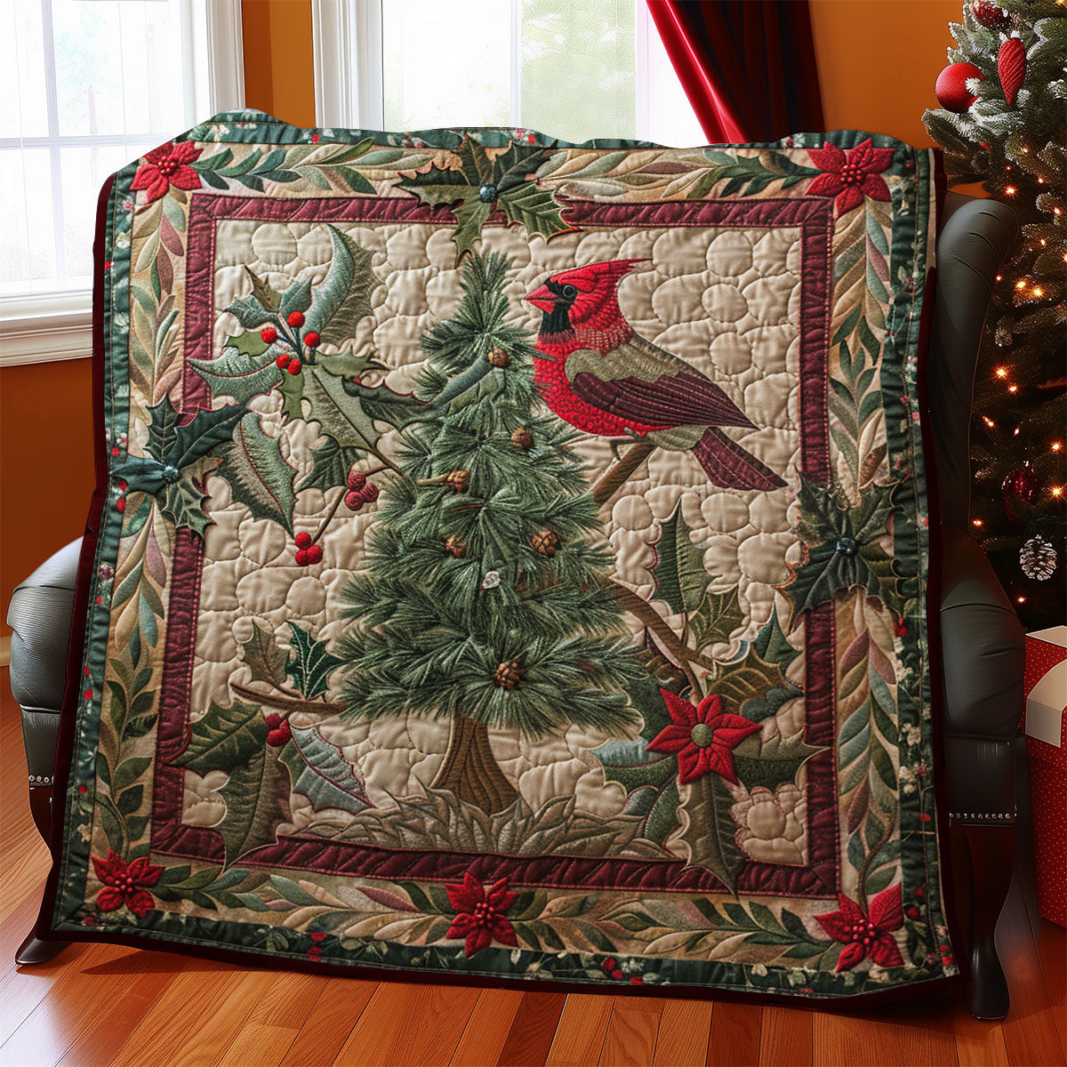 Cardinal With Pine Tree SR1908044CL Quilt Blanket