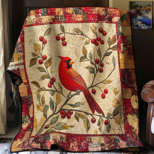 Cardinals And Berries WM0208004CL Quilt Blanket